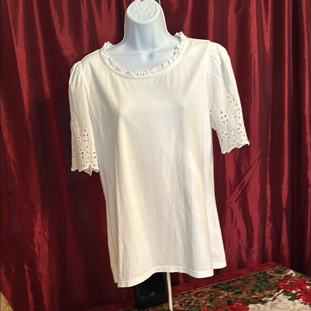 Talbots White Short Sleeve Tee